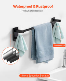 Matte Black Bathroom Hardware Set, 4 Pieces Stainless Steel Bathroom Accessories Set, 24-inch Towel Bar, Towel Ring, Robe Towel Hook, Toilet Paper Holder, For Bath Room, Wall Mounted
