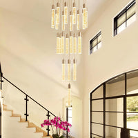 24-Light LED Modern Crystal Chandeliers, Large Long Foyer Chandeliers for High Ceilings, 78" Extra Long 3 Color Dimmable Staircase Chandelier Crystal Drop Light for Foyer Double Height Ceiling