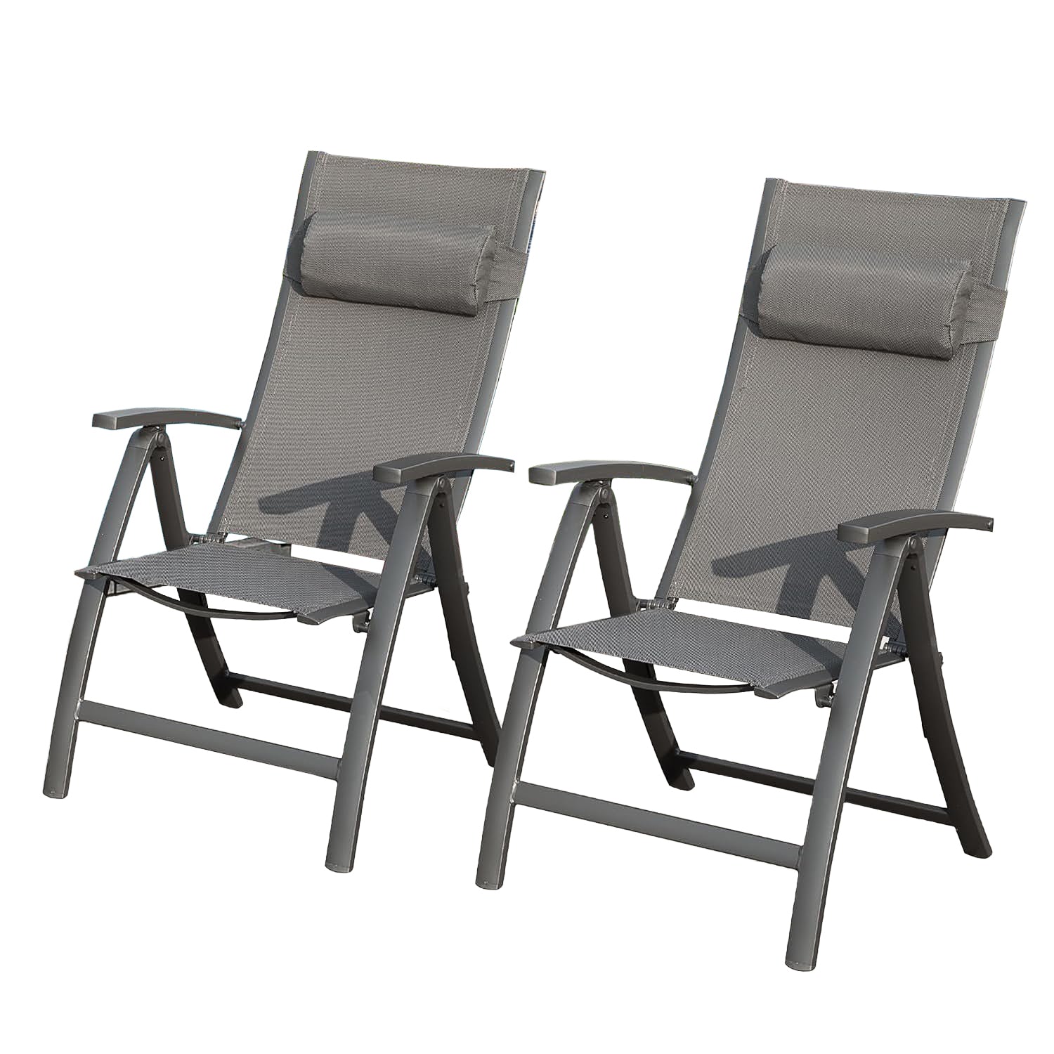 Patio Folding Chairs Set Of 2,Textilene Fabric Seat