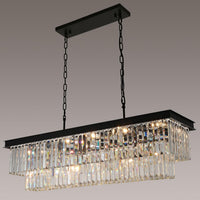 Black Crystal Chandeliers for Dining Room，18-Lights L46 Inch