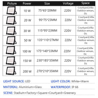 Outdoor IP66 Waterproof Path Light Spotlight LED Floodlight AC220V 10W 20W 30W 50W 100W 200W Outdoor Garden Porch Courtyard Lamp