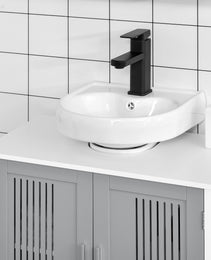 Under Sink Pedestal Storage Bathroom Cabinet, Gray White
