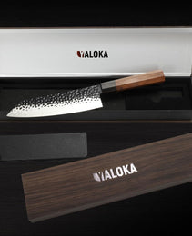 8 Inch Gyuto Knife - Professional Japanese Chef Knife - 3 Layers 9CR18MOV High Carbon Steel - Hand Hammered Blade Kitchen Knife