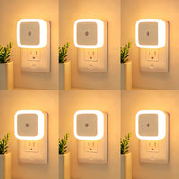 6-Pack Plastic Compact 0.5W Ultra-Energy-Saving Smart LED Night Lamps, Auto Sensor Dusk-To-Dawn Warm Plug-In, Auto-On/Off Nursery-Friendly Hands-Free Home Accessory, 6Pack Whole-Home Lights for Bedroom Decorative Atmosphere Lighting