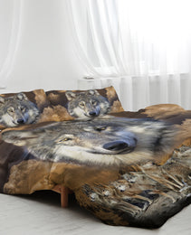 3pcs Wolf Pack Tribe Bedroom Printed Bedding Suitable For All Seasons