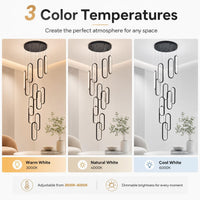 Modern 12-Lights LED Chandelier for Staircase & High Ceiling