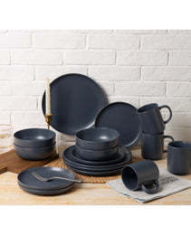 12-Piece Stoneware Dinnerware Sets With Mugs  Microwave  Dishwasher Safe  Non-Toxic Dinner Plates Bowls Set Stackable Matte Glaze Kitchenware For 3