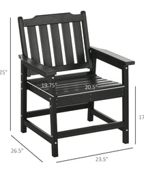 2 Piece All-Weather Patio Chairs, HDPE Patio Dining Chair Set, Heavy Duty Wood-Like Outdoor Furniture, Black