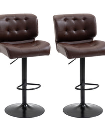 Bar Height Bar Stools Set of 2 with Adjustable Seat, Adjustable Swivel Barstools with Thick Padded Cushion and Metal Footrest for Home Bar, Brown