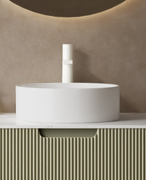 14 Bathroom Sink, Round Vessel Ceramic Basin Without Faucet, NO Cabinet, White