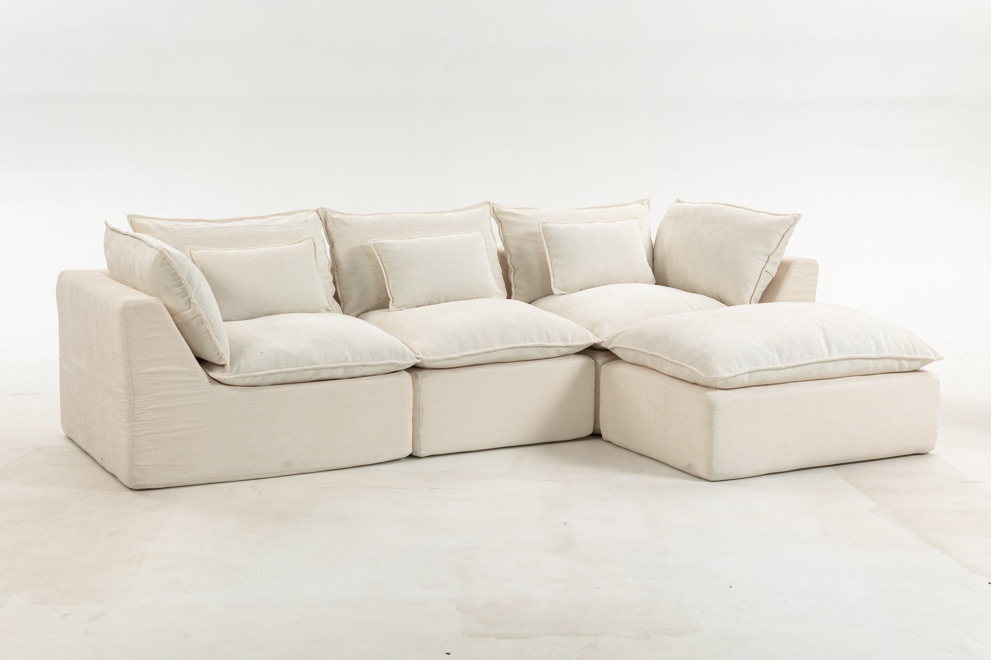 102.3  Width Cloud Couch Oversized Modular Sectional Sofa True Relax Comfy Couches Wide&Deep Seat Sofas For Living Room Furniture Sets, 3Seat With Ottoman
