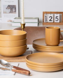 12-Piece Stoneware Dinnerware Sets With Mugs  Microwave & Dishwasher Safe Non-Toxic Dinner Plates Bowls Set  Stackable Matte Glaze Kitchenware For 3