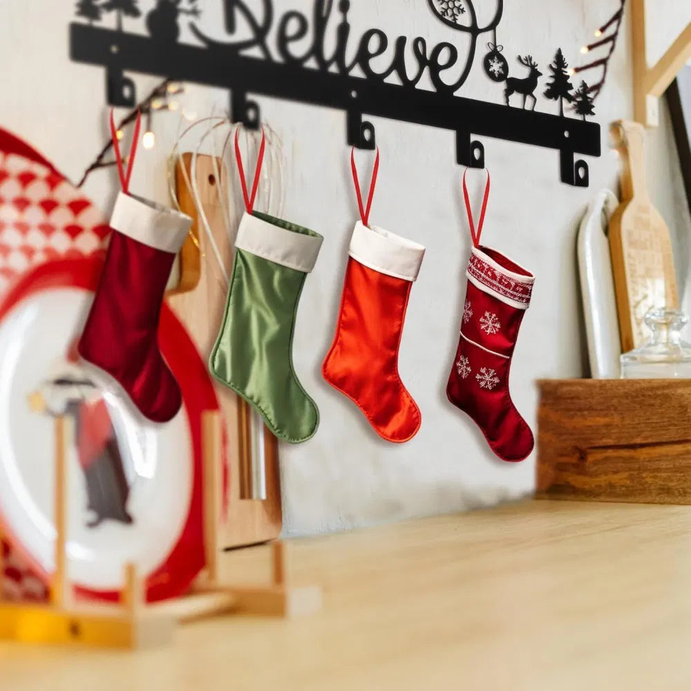 Santa & Snowman Iron Stocking Wall Hooks
