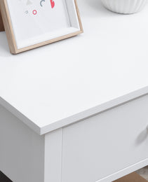 End Table, 2-tier Side Table with Drawer and Storage Shelf, Modern Side Table for Living Room, White