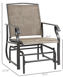 2 Piece Glider Set, Outdoor Swing Chairs, Patio Rocking Armchairs With Breathable Mesh Fabric, Steel Frame For Garden, Backyard, Patio, Dark, Brown/Khaki