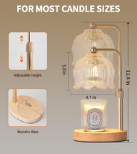 Gold Candle Warmer Lamp for Flower-Shaped Glass,Wax Melt Warmer for Jar Candles,Candle Warmer Lamp with Timer Dimmable, Birthday Mother'S Day Valentines Gifts for Women Mom Sister Wife Bedroom