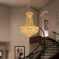 Gold Crystal Chandeliers for Dining Room，12-Lights D22 Inch