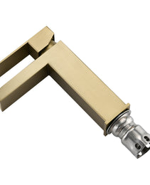 Waterfall Bathroom Faucet Brushed Gold Single Handle Bathroom Sink Faucets 1 Or 3 Hole Solid Vanity Faucet With Deck Plate & Overflow Pop Up Drain Brushed Gold