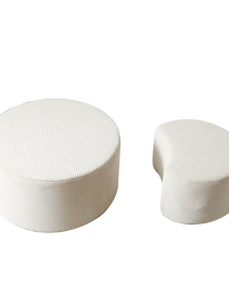 Nesting Coffee Table Set Of 2,Upholstered Round Coffee Tables Set Of 2 For Living Room, Modern Foam Round Coffee Table Side Table End Table Ottoman, No Assembly