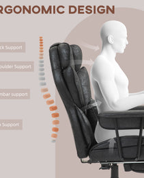 396lbs. Big and Tall Office Chair, Massage Office Chair with Footrest, Lumbar Support & Reclining Function, Black