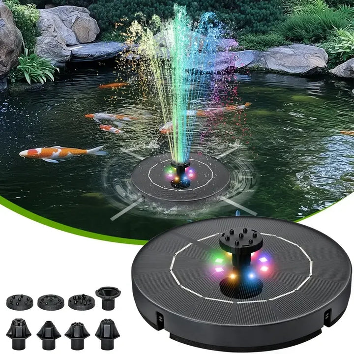 Solar Fountain for Bird Bath Water Pump with Colorful Lights Independent Portable For Garden Pond Swimming Pool  Aquarium