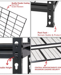 5-Tier Heavy Duty Metal Shelving Unit, 48W X 24D X72H, Adiustable Storage Rack, Boltless Assembly, 4000 Lbs Total Load Capacity, For Garage,Basement,Warehouse.Workshop, Black
