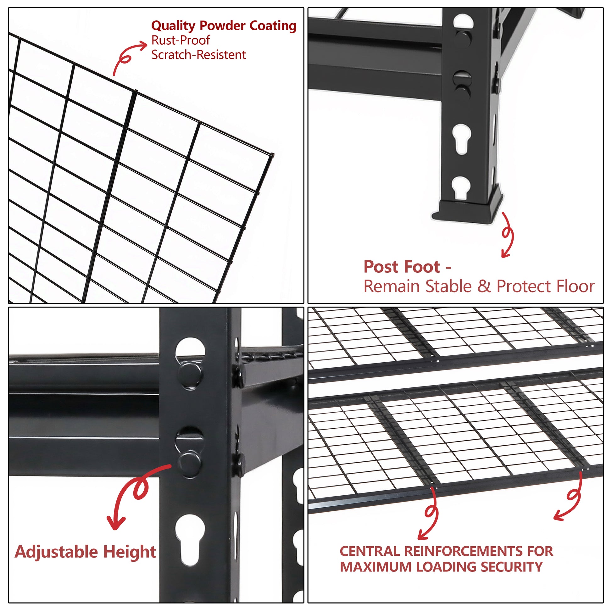 5-Tier Heavy Duty Metal Shelving Unit, 48W X 24D X72H, Adiustable Storage Rack, Boltless Assembly, 4000 Lbs Total Load Capacity, For Garage,Basement,Warehouse.Workshop, Black