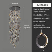 Duplex Staircase Lamp Long Chandelier Black Gold Modern Minimalist Light Luxury Creative Lighting Villa Loft Living Room Rng