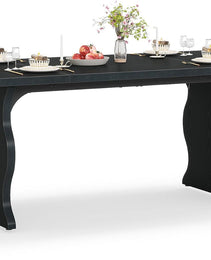 Black Dining Table For 4-6, 63-Inch Rectangular Modern Kitchen Table
