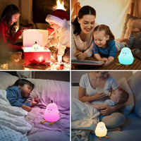 Cute Peach Pear Fruit Night Light USB Rechargeable Dimming Touch Silicone Lamp Bedroom Bedside Decoration Couple Gift Boby Light