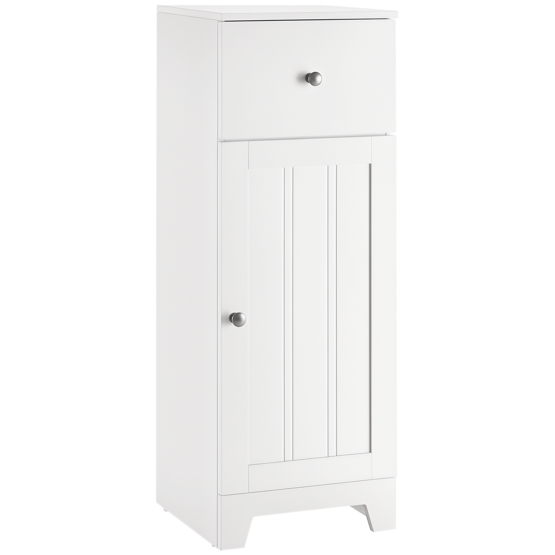 Short Bathroom Storage Cabinet, Cabinet Organizer with 1 Drawer and Adjustable Shelf for Living Room, White