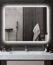 Dimmable Bathroom Mirror with Lights, 39" x 32" Backlit LED Mirror w/ Anti-Fog, Memory & Infinite Color Temperature