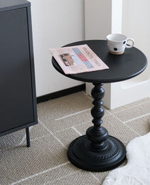 Metal Round Side Table Vintage End Table Small Accent Pedestal Table Nightstand