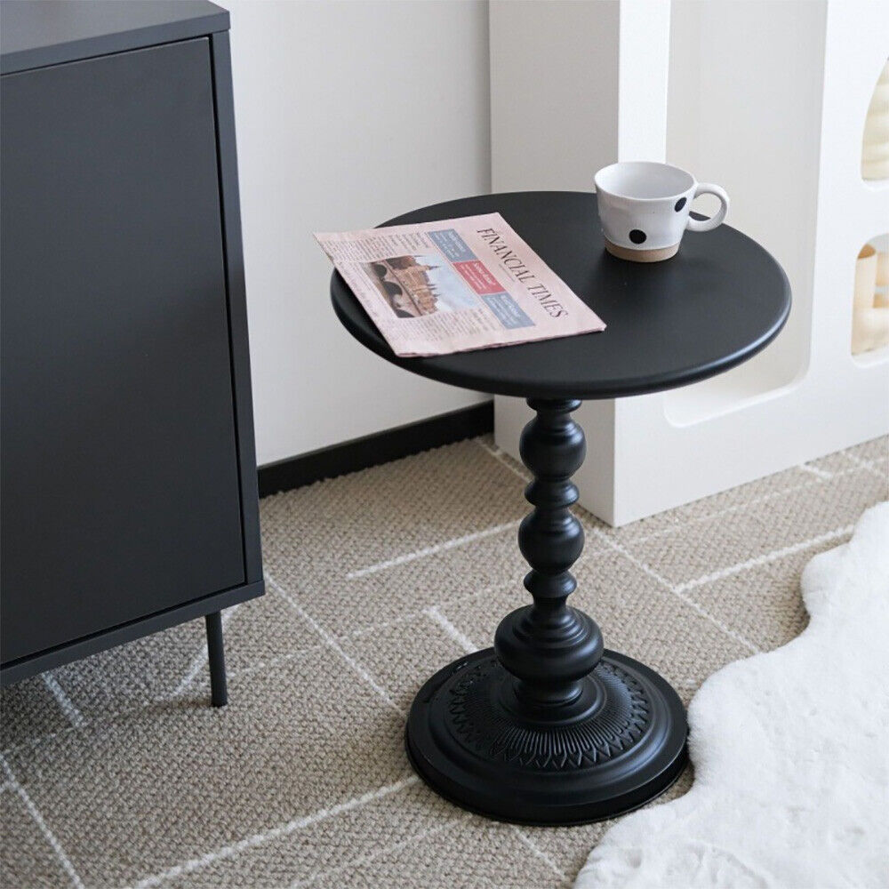 Metal Round Side Table Vintage End Table Small Accent Pedestal Table Nightstand