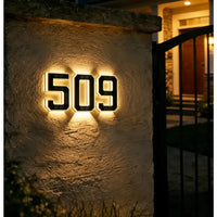 9/6.7/4.7In Solar-Powered Illuminated Outdoor Address Signs - IP54 Waterproof Auto On/Off LED House Numbers Plaque,Modern Farmhouse Home Decor, DIY Personalized Exterior Door Addressing Accessory