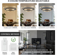 Modern Brass Chandelier for Living Room LED 3 Ring Chandeliers Black Gold