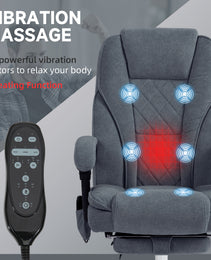 Massage Office Chair, Heated Reclining Computer Chair with Adjustable Height and Footrest, Charcoal Gray