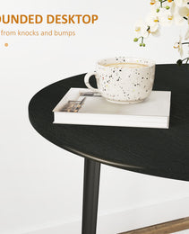 Folding Dining Table, Round Drop Leaf Kitchen Table for Small Spaces with Wood Legs, Black