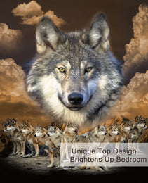3pcs Wolf Pack Tribe Bedroom Printed Bedding Suitable For All Seasons