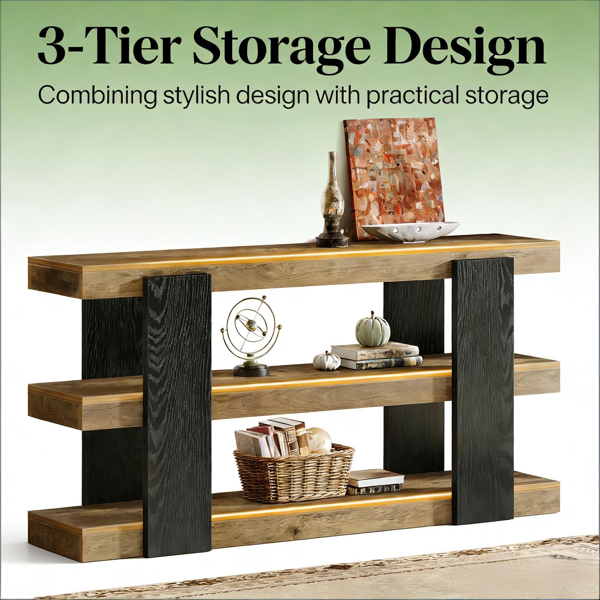 Versatile Side Table,Console Table,3-Tier Sofa Table,Entryway Table