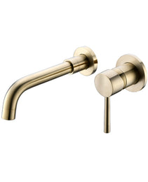 Wall Mount Single Handle Bathroom Faucet Brushed Gold