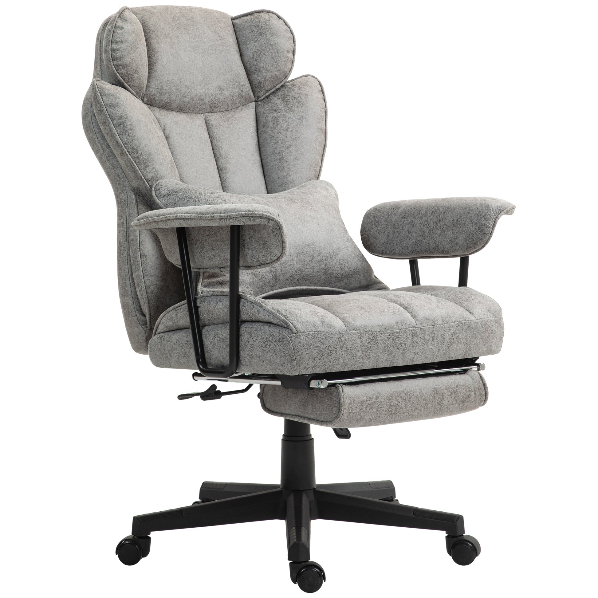396lbs. Big and Tall Office Chair, Executive Office Chair with Footrest, Lumbar Support, and Reclining Function, Gray
