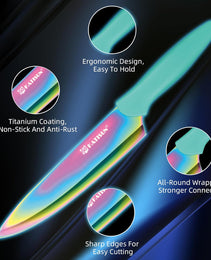 13 Piece Blue Non-Stick Stainless Steel Boxed Knives Set
