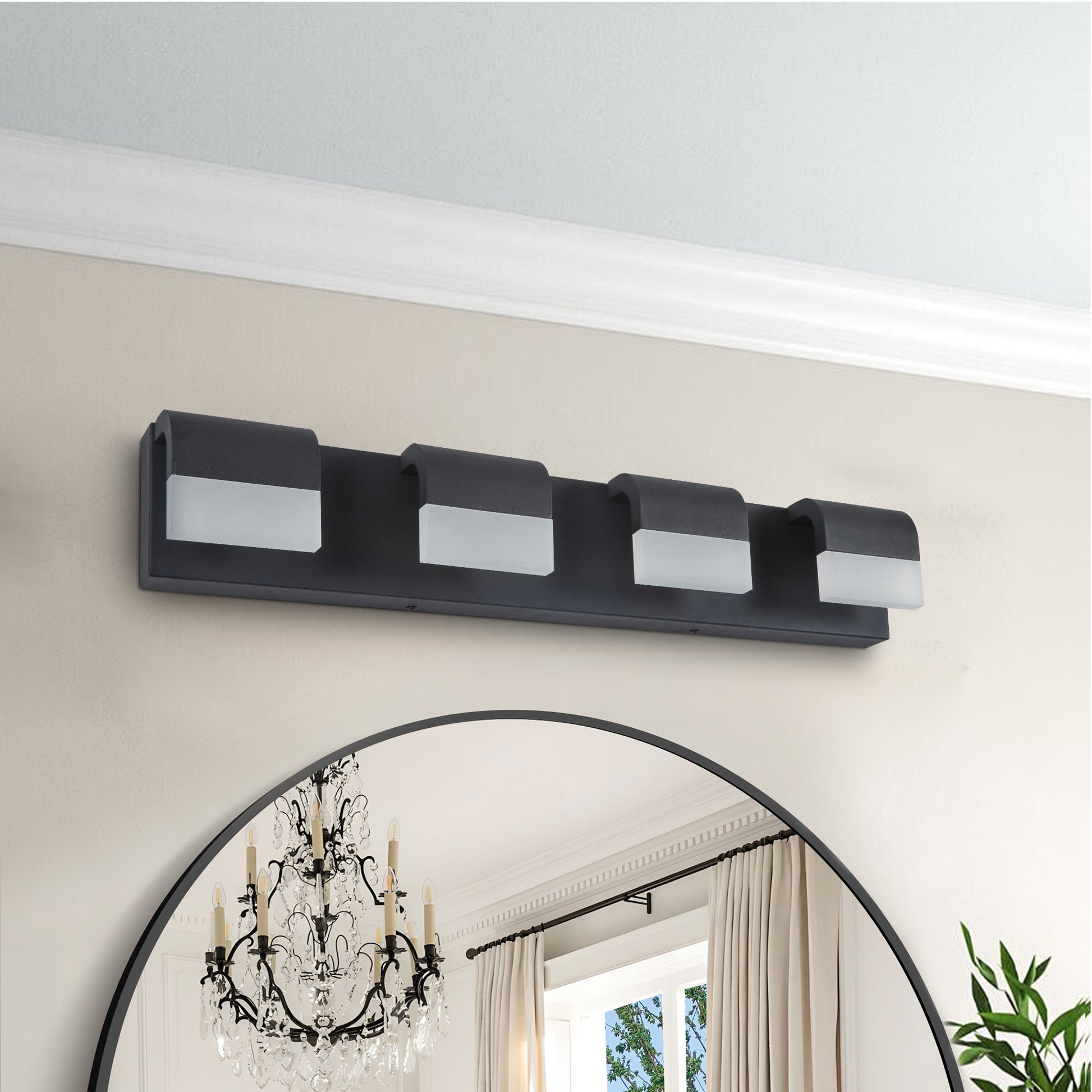 4-Light Acrylic Matte Black Bathroom Vanity Mirror Light For Mirror, Shower, And Bathroom Decor