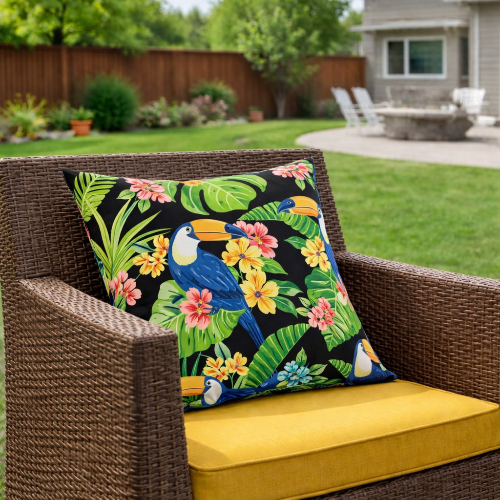 2 Pack Outdoor Throw Pillows, Waterproof & Fade-Resistant Patio Cushions For Garden, Porch, Poolside Furniture - Soft & Comfortable Decorative Pillow Covers 18x18 Inch,Rich Forest Green