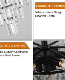 Large Black Crystal Chandelier, Contemporary Style Chandelier