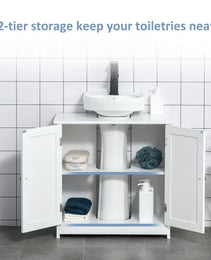 Bathroom Vanities, Bathroom Sink Cabinets with U-Shape Cut-Out and Adjustable Internal Shelf, White
