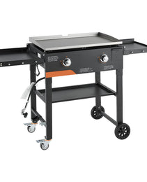 Gas Griddle, 2-Burner Flat Top Grill, 28 Inch Grill Plate Foldable Propane Griddle With Wheels, 30000 BTU Outdoor Flat Top Grills For Pan-Frying, Grilling, Stir-Frying, & BBQ, Pulse Ignition