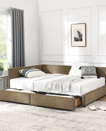 Full Size Storage Upholstered Tufted Bed Frame, Sofa Bed Frame With Comfortable Backrest And Armrests, Full Size Bed For Bedroom, Living Room,Velvet, BROWN 80.5x59x29.5