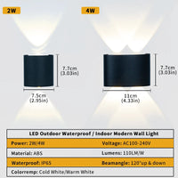 LED Wall Light Waterproof Outdoor Indoor Lighting IP65 AC86-265V 2w 4w for Garden Stair Night Light